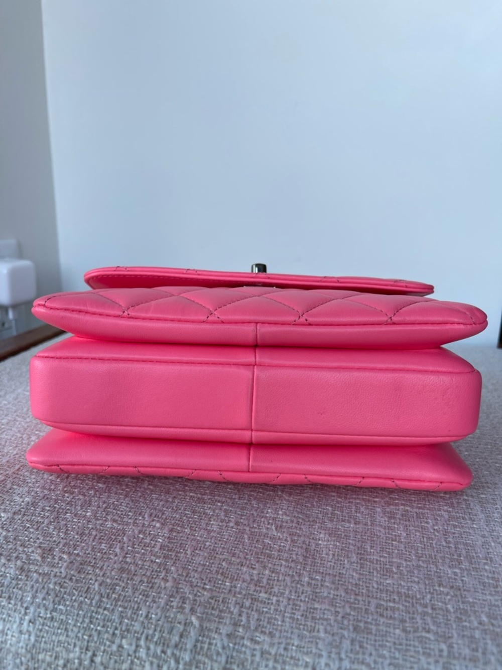 Chanel Mini Quilted Flap Bag Crossbody Top handle Bubblegum-Coral Pink RARE - Picture 9 of 15